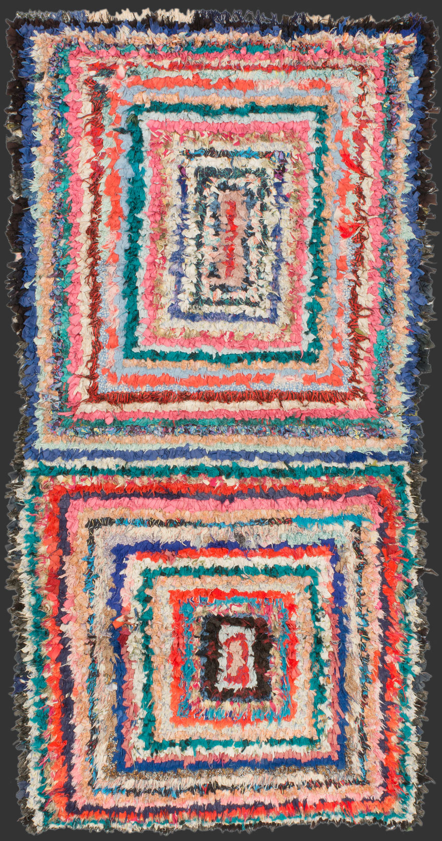 bs197, Moroccan vintage boucherouite rag rug 195 x 100 cm / 6' 6'' x 3' 4'' ↑